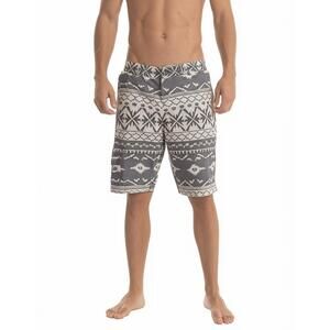 Carbon Shorts Mens Gray Tan Tribal Print Geometric Pattern Size‎ 38
